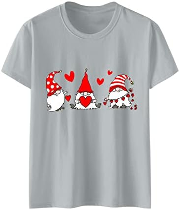 Thirtsенски кратки ракави маички за в Valentубените модни графички маички фустани блузи со екипаж, лабава вклопени основи маица