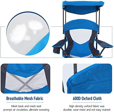 Ајде камп -камп Чад со сенка на крошна, преклопување на стол за кампување со држач за чаши и носење торба за плажа за пешачење за кампување