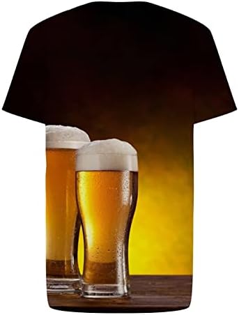 Дизајнерски кошули за мажи 3Д дигитално пиво печатење на тркалезниот врат Краток ракав пулвер блуза со сите натпревари Стилски кул