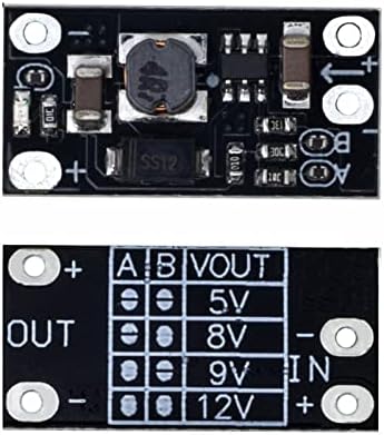 Kenid 5PCS Мулти-функционален мини-модул за зајакнување на таблата 5V/8V/9V/12V 1.5A LED индикатор DIY електронски напонски модул