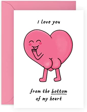 Централна 23 Смешна годишнина картичка за сопруг од сопруга - „Те сакам од дното на моето срце“ - Непослушни картички за Денот