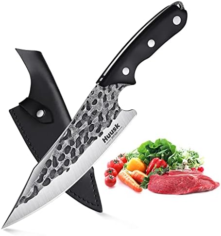 Хуск Готвач Нож Со Обвивка Викинг Нож Фалсификувани Од Високо Јаглероден Челик Коска Нож За Сечење Месо Целосна Танг Месар Нож Отворено