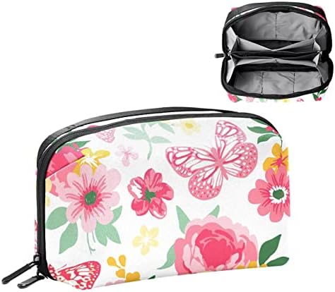 Торбичка за шминка Пеперутки со цвеќиња Торба За Шминка Организатор Патување Патент Тоалетна Торба Мала Козметичка Торба За Убавина