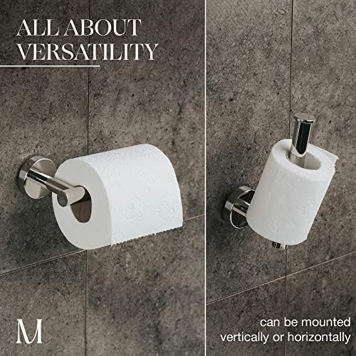 Marmolux ACC - држач за тоалетна хартија од хром | Отворена рака 4,7 инчи закачалка за тоалетно ткиво | Држач за тоалетна хартија за бања, монтирање во не'рѓосувачки челик по