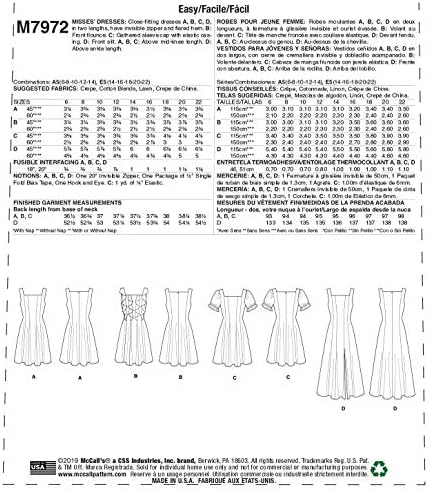 Моделите на Мекал, женски глужд и фустан со должина на коленото, Лора Ешли, големини 6-14 шема за шиење, разни, бели