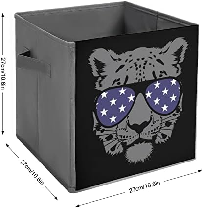 Кул Канти За Складирање На Црн Леопард Коцки Преклопливи Ткаенини Организатори Со Рачки Облека Торба Кутија За Книги Кошница За Полици