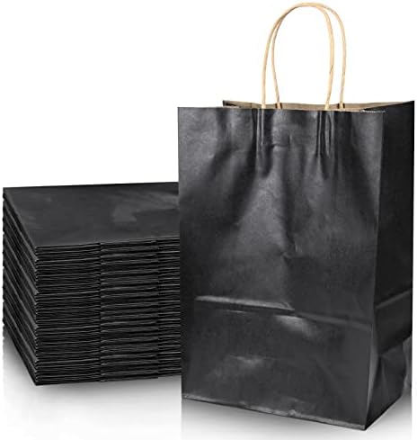 Yun-ins kraft торби за хартија 50 парчиња инчи лагер хартиени торби за подароци со рачки, рефус, свадбени торби за забава за подароци за шопинг