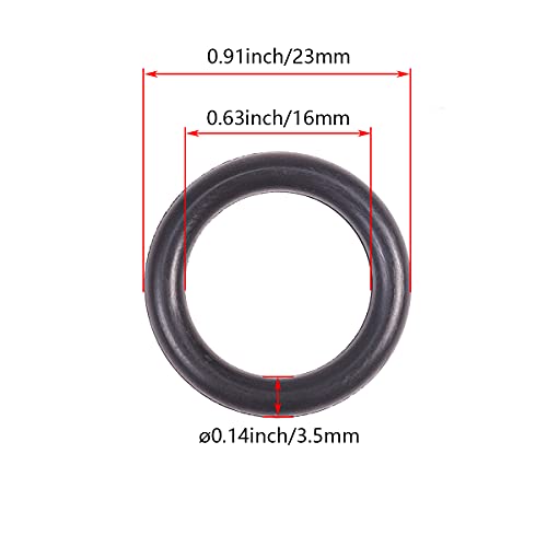 Bettomshin 50pcs нитрилна гума О-прстени, 23мм ОД 16мм ID 3,5 мм ширина, метричка буна-нитрилна запечатување на заптивка за
