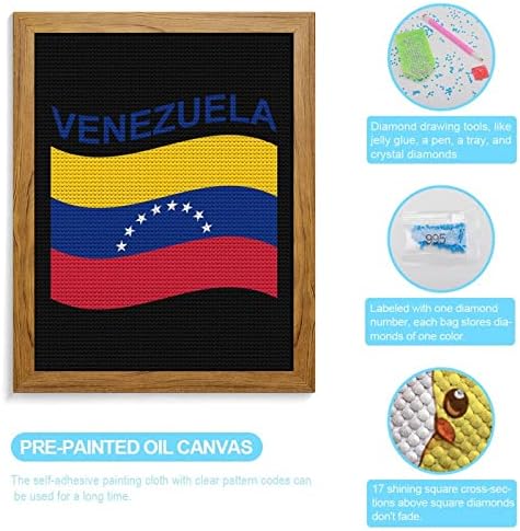 Знаме на Венецуела тркалезна дијамантска сликарство за цртање комплети со рамка за занаетчиски занаети за украси за домашни wallидови