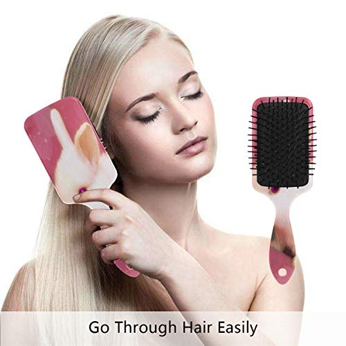 Четка за коса со перничиња од Vipsk, пластична шарена бела зајак розова, соодветна добра масажа и анти статична четка за коса за