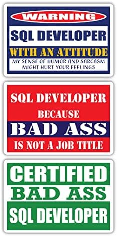 Сертифициран развивач на Bad Ass SQL со налепници за став | Смешна окупација Идеја за подарок за кариера во работата | 3м винил