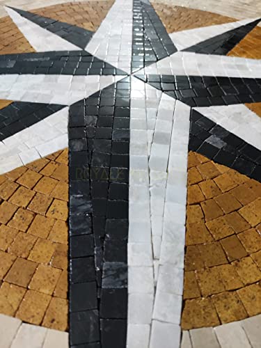 Наутички компас мермер мозаик уметност рачно изработена морска ѕвезда прилагодлив дизајн изработен со природен камен