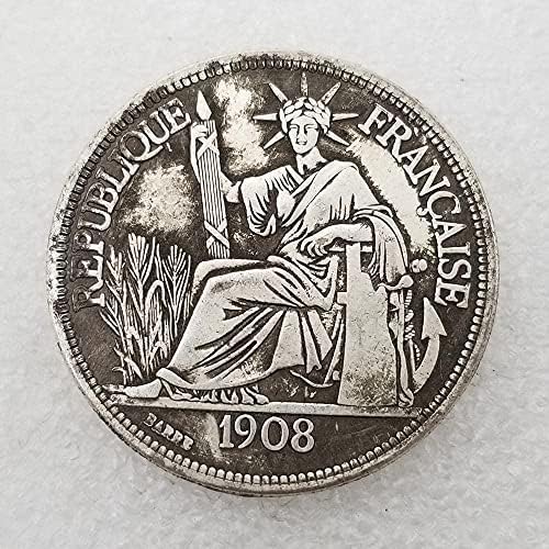 Антички Занаети Американски 1908 Сребрена Месинг И Стариот Сребрен Долар монета #0065/0065а