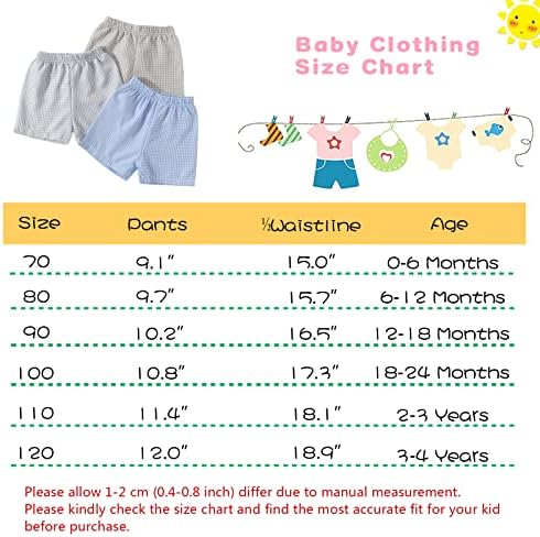 Аикејди дете бебешки момчиња Девојки летни шорцеви унисекс бебе карирани обични панталони за деца 3 пакувања 6м-5Т