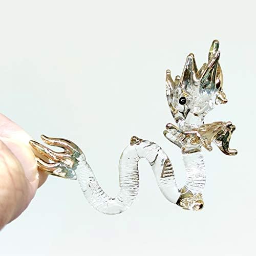 Sansukjai naka мали минијатурни фигурини животни со рачно разнесено стакло уметност w/22k злато трим колекционерски подарок Декоратор,