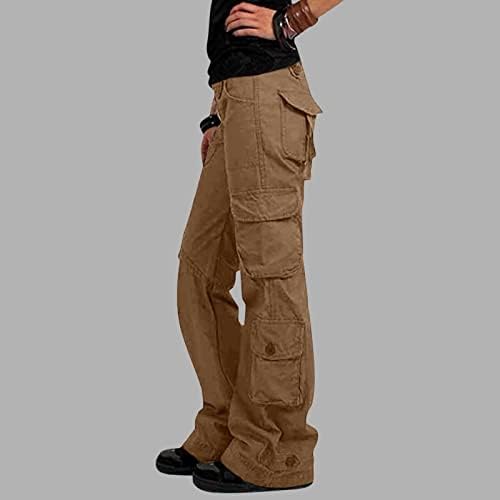 ZLOVHE карго панталони жени високи половини, женски широки панталони со џебови широки панталони за нозе лабави долги панталони товарни панталони