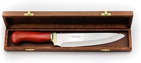Нож за месо од Захаров - 8 инчи месар и нож за скара - не'рѓосувачки челик - Рачно изработен во Бразил - Совршено за сечење месо, исечување