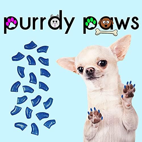Пурди Шепи 3 Месечно Снабдување Меки Капачиња За Нокти За Канџи За Кучиња Сино Сјај Медиум