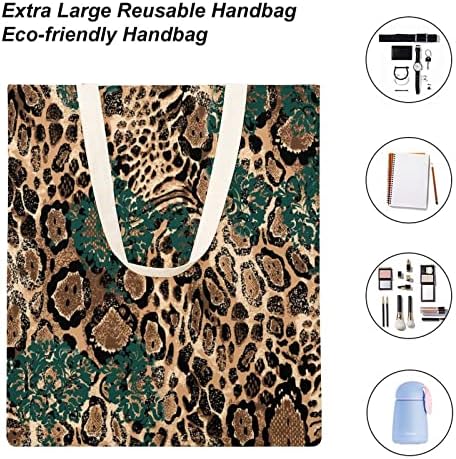 Барокна леопард кожа платно тота торба печатена намирници за купување торбички чанти подарок за жени мажи