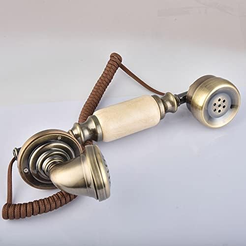 Myaou Black Classic Retro Vintage Style Rotary Dial Lane -Line Телефонски се одликува со копче за bellвонче и копче за копче - приклучоци во стандарден