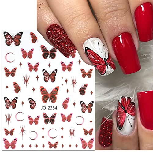 Налепници за уметност од пеперутка за нокти, 3Д пеперутки за само-лепете дизајни за налепници, цветни пренесување на ноктите