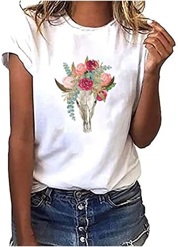 Женски симпатични животински маички цветни графички блузи маици за дами екипаж летни есен облека трендовски y2k ez