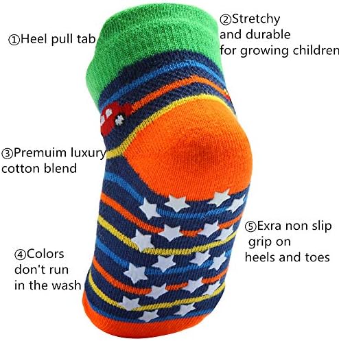 12 парови Дете за мали деца чорапи зафаќаат чорапи за момчиња памук не лизгање, бебешки чорапи момче новороденчиња чорапи против новороденче