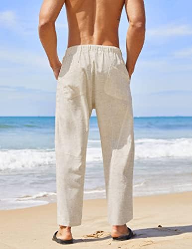 Coofandy машки памук постелнина Харем панталони Обични лабави хипи -јога плажа панталони