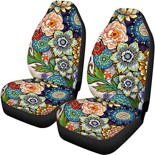 Toaddmos boho гроздобер цвет за печатење на автомобили за седишта за заштитни перничиња за предното седиште, целосен сет 4
