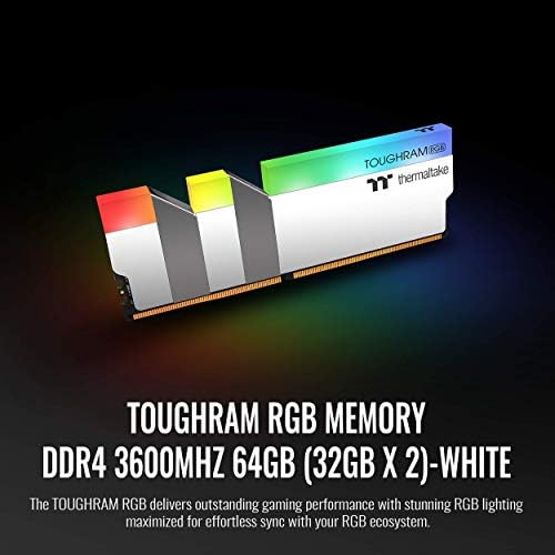 Thermaltake Targram RGB 64GB DDR4 3600MHz C18 1.35V DIMM меморија за игри на десктоп, бела, R022R432GX2-3600C18A