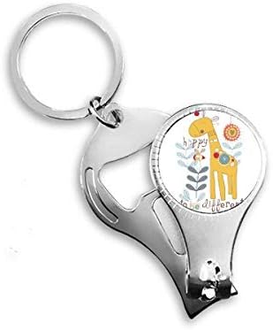 Цртана жирафа жолта анимална нокти прстен прстен клуч за шишиња со шише со шише