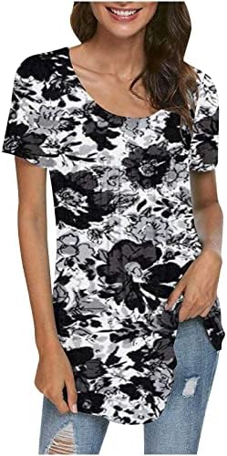 Женски врвови трендовски хавајски кошули 2023 проточна лесна летна скриена стомачна туника врвна боемска плетена плажа блуза блуза