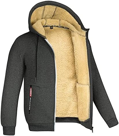 ADSSDQ Менска јакна, плус големина празнична јакна човек основен долг ракав плажа цврста боја палто со капаче опремена дебела9