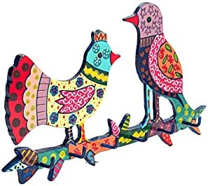 Носител на декоративни клучеви Емануел Јаир за wallид со рачно обоени шарени птици | Лајзер челик уникатен украс за дома