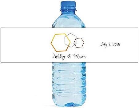 Металик геометриски полигонски облик на вода етикети со шишиња во вода