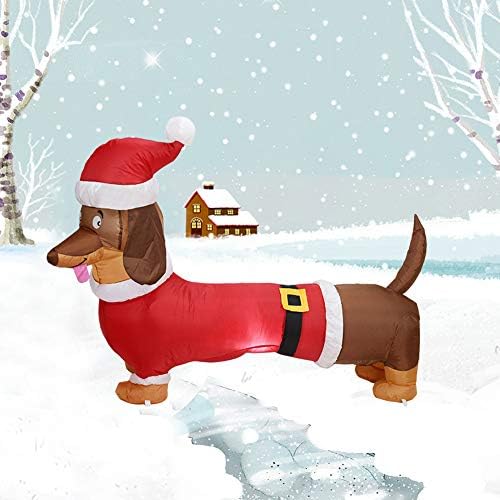 Исклучителни Божиќни Украсни Подароци, Божиќни Кучиња На Надувување Долги 5 Стапки Кученца СО ЛЕД Светла, Дакел Вајнер Куче Со Воздух