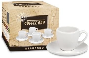 Кониц кафе-бар еспресо чаши и чинии, 2-унца, бело, сет од 4