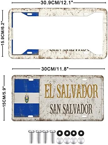 Носител на табличка за автомобили Ел Салвадор-Сан Салвадор Универзална табличка со автомобили со завртки со завртки Национална земја сувенир алуминиум
