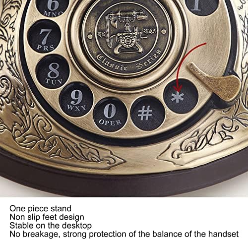 Ретро Гроздобер Телефон, Старомоден Антички Ротирачки Телефон За Бирање, Прилагодлива Јачина На Ѕвонење, Метален Бирач, Фиксни Телефони Декор За