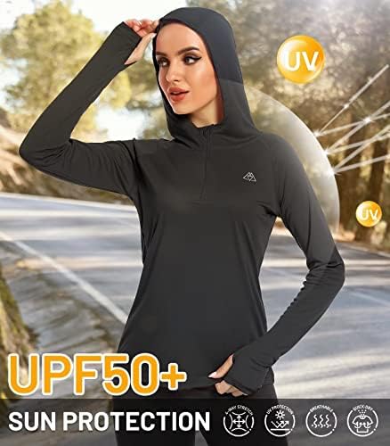 Haimont Sun кошули за жени со долги ракави UV Заштита за жени SPF Hoodie UPF 50+ Надворешно трчање кошула за дишење