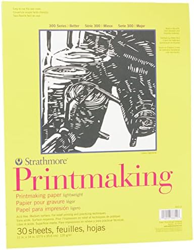Стратмор 300 Серија Печатење Хартија Рампа, Лепак Врзани, 8х10 инчи, 40 Листови-Уметник Хартија За Возрасни И Студенти - Блок Печатење, Линокат,