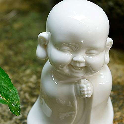 GFDJ сет од 3 керамички смеа Буда статуа монах фигурина бела порцеланска бебе занаетчиска кукли украси среќни колекционерски фигурини