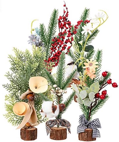Toyandona 5pcs мини новогодишна десктоп вештачко Божиќно дрво борови игла цвет лисја дрво со дрвена база празник микро дрво изгледот