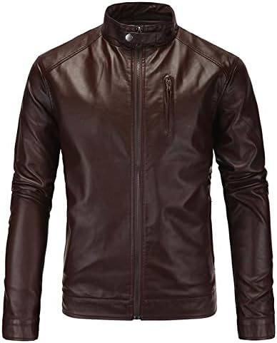Кожни јакни за мажи, машка јакна со моторцикли, факс бомбаш, обични лапчиња асиметрични зип-ап, тенок фит палто