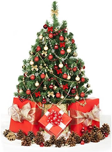 Shappy 48 парчиња мали црвени лакови за новогодишна елка, црвена и златна мини лента лакови украси занаети за Божиќни венци