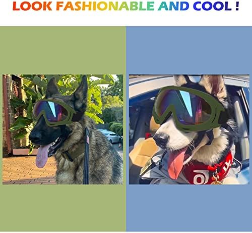 Големи очила за сонце за кучиња со прилагодлива заштита од лента за уви, очила за сонце од кучиња, кои се погодни за очила за