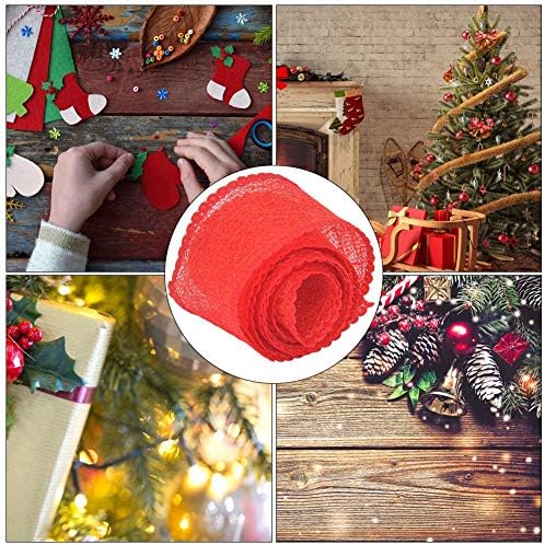 Божиќна Лента, 4 Јарди Црвено Печатење Полиестерска Чипка Додатоци Самостојна Лента За Завиткување Подароци Фестивали За Божиќна
