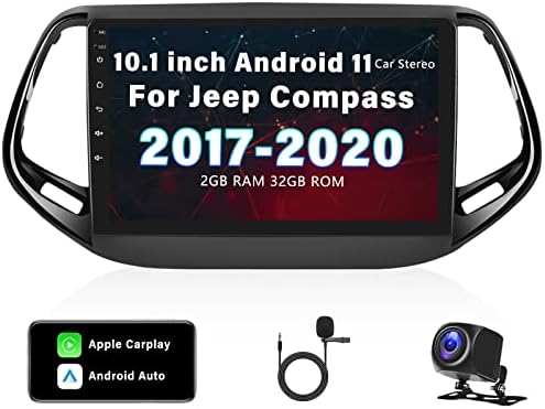 2+32Г Андроид 11 Автомобил Стерео За Џип Компас 2017-2020 Со Apple Carplay Android Auto,10.1 HD Радио Со Екран На Допир Со WiFi,GPS