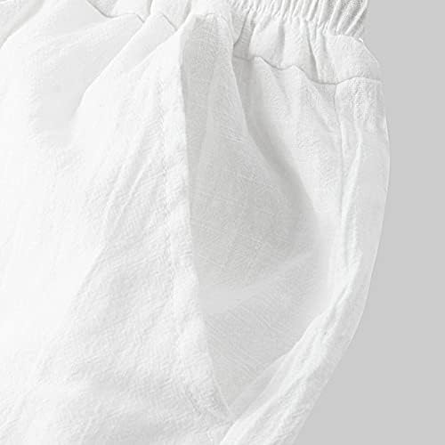 Машки кошаркарски шорцеви на Ртрде модни обични солидни бои памучни постелнина шорцеви вратоврски шорцеви мажи