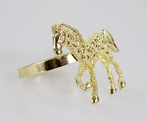 Декоративни стилови на Фенко, декоративни дизајнирани коњски метални прстени, сет од 4 - златни салфетки за семејна вечера, тематска